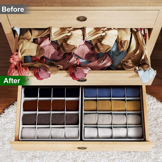 Joyoldelf Sock Drawer Organizer Divider Underwear Organizer 16-cell Fabric - Image 6