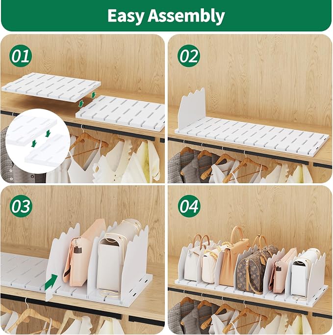 SPACEKEEPER Shelf Divider for Closet, Adjustable Purse Organizers Handbag - Image 7