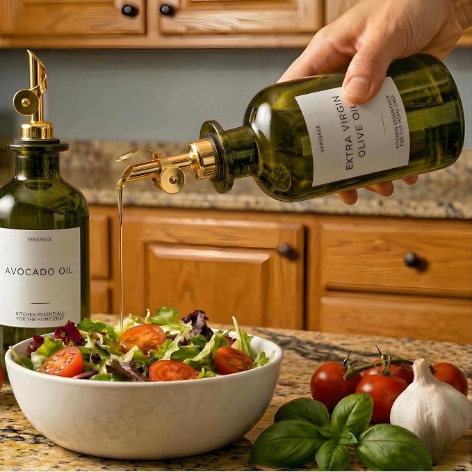 Verspace UV-Protected Green Glass Olive Oil Dispenser Bottles - Image 5
