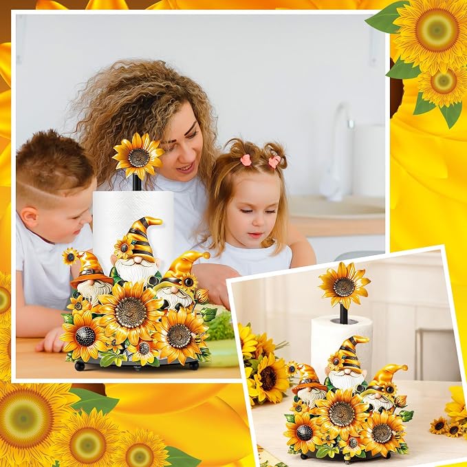 Thyle Sunflower Paper Towel Holder Summer Sunflower Gnome Kitchen Decor and - Image 6