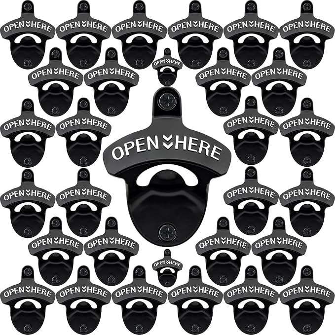 30 PCS Stainless Bottle Opener Wall Mount Black Bulk Beer Soda Cap Opener by Wallmountedbottleopener
