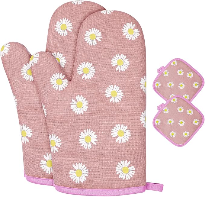 AUAUY Oven Mitts and Potholders, BBQ Gloves Heat Resistant, 1 Pair Oven Mitts by AUAUY