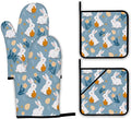 Easter Oven Mitts and Pot Holders Set, Cute Rabbit Kitchen Decor Heat Resistant by Unknown