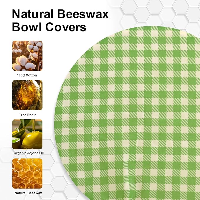 Reusable Bowl Covers for Bread Proofing（2 Large）- Cotton Beeswax Bowl Covers - Image 4