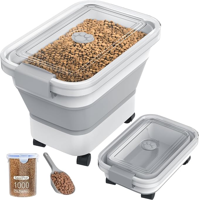 20-23 Lbs Dog Food Storage Container, Collapsible Dog Food Container by DDMOMMYCOLLAPSIBLEFOODSTORAGECONTAINERFAMILY