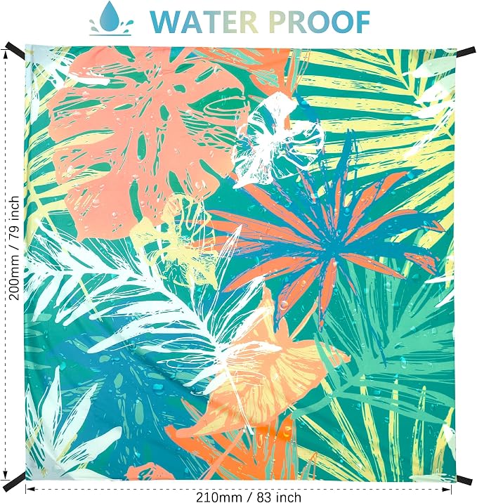 WIWIGO Beach Blanket Waterproof Sandproof Beach Mat 79" X 83"/10'x9'for 2-8 - Image 2