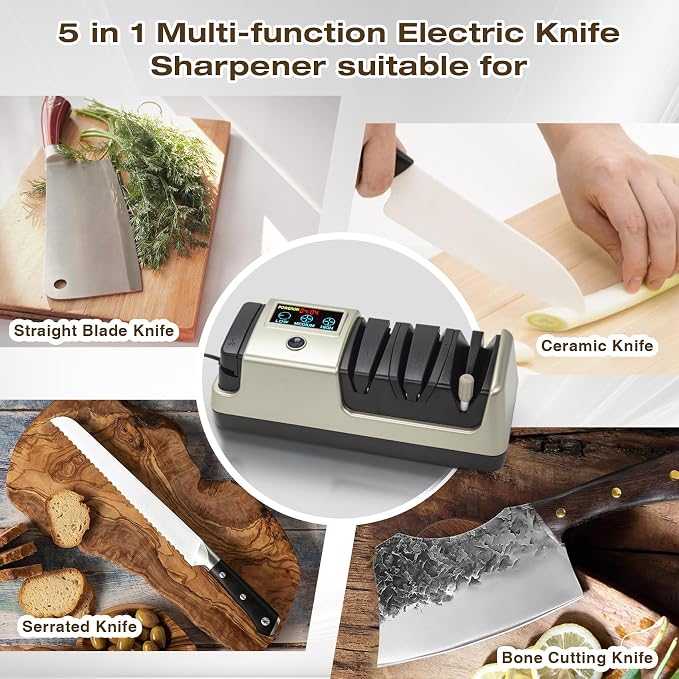 Light Blonde 5 in 1 Electric Knife Sharpener - Image 7