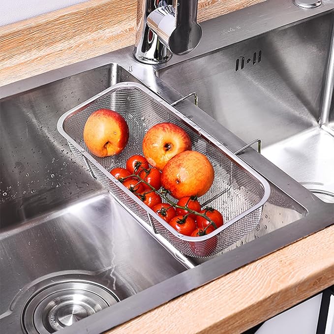 Stainless Steel Side Sink Drain Strainer Basket, Corner Hanging Sink Strainer - Image 3