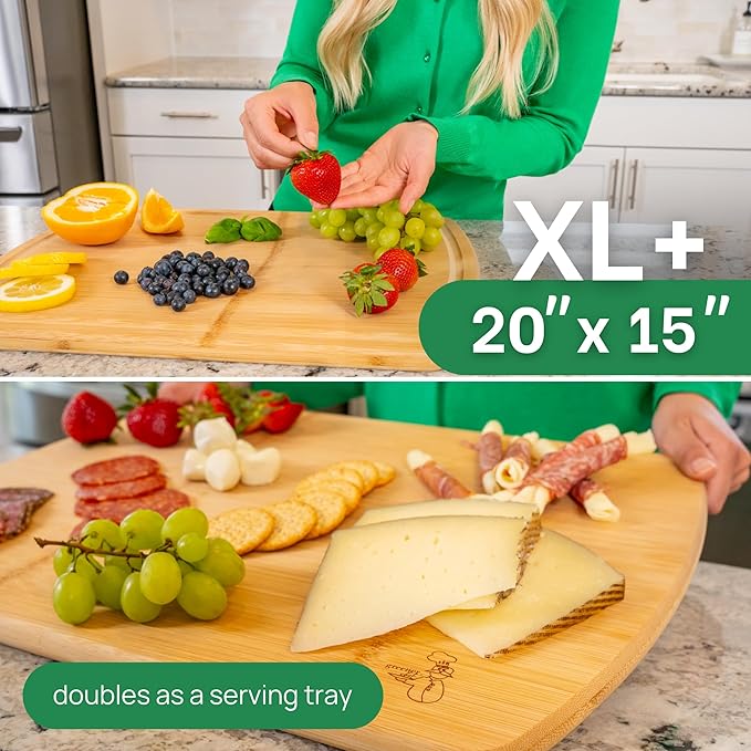 Greener Chef 20 Inch Bamboo Cutting Board Featuring Super-Sized Glue-Free - Image 4