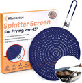 Silicone Splatter Screen for Frying Pan, 13” Navy – Grease & Oil Splatter Guard by Allumerous