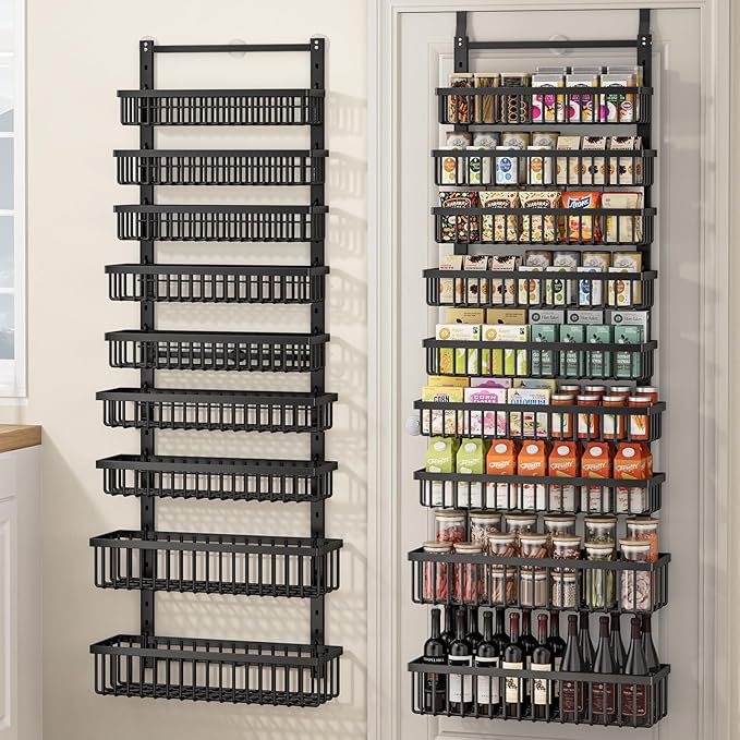 POKIPO 9 Tier Over The Door Pantry Organizer, 2 in 1 Wall Mount or Hanging by POKIPO
