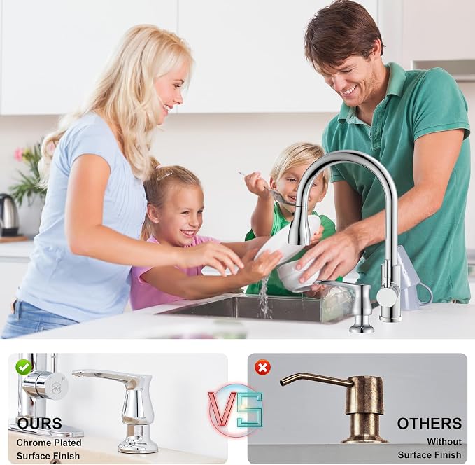 GAGALIFE Kitchen Sink Soap Dispenser Chrome, Under Sink Soap Dispenser - Image 6