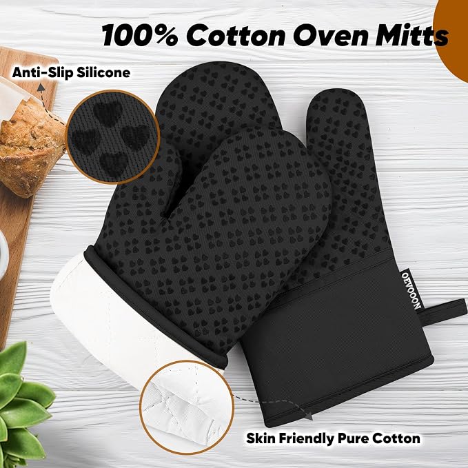 Oven Mitts and Pot Holders 4 Sets, Heat Resistant 500 ℉ Oven Mitt and Pot Holder - Image 3