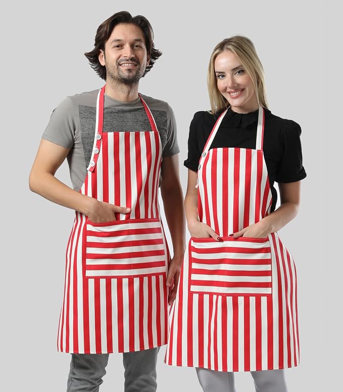 TOSHEX Kitchen Apron Waterdrop Resistant Cotton Apron - Image 7