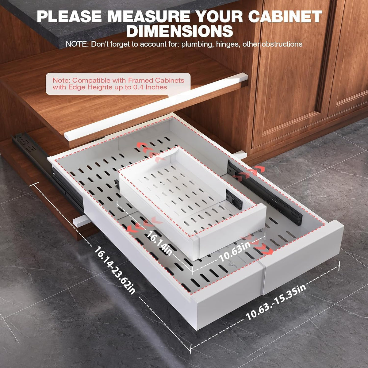 Pull Out Cabinet Organizer,4-Side Expandable to Maximize Cabinet