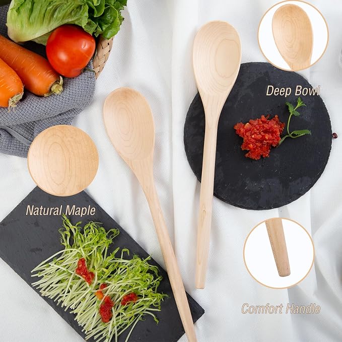 2PCS Wooden Cooking Spoons, 14 Inch Maple Wooden Spoons - Image 7