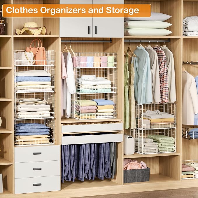 Yociyoga 4 Tier Stackable Closet Organizers and Storage Shelves, Foldable - Image 8