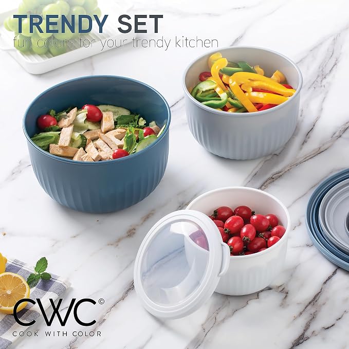 COOK WITH COLOR Prep Bowls with Lids- Wide and Deep Nesting Plastic Small - Image 4