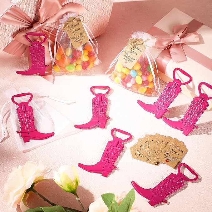 Meanplan 99 Pcs Cowboy Boot Bottle Opener Set Cowgirl Western Derby Wedding - Image 5
