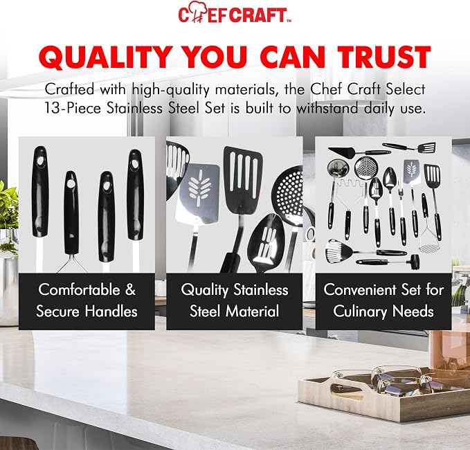 Chef Craft 13 Piece Select Stainless Steel Kitchen Tool Set - Image 6