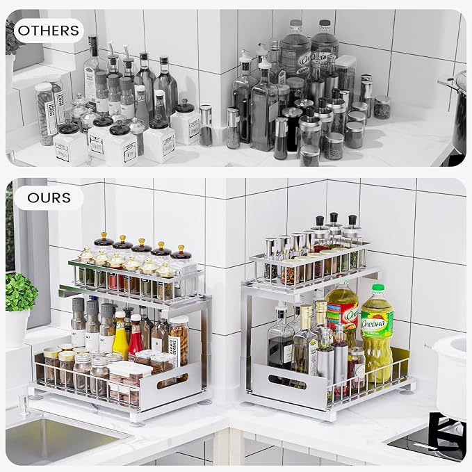 Under Sink Organizer, Heavy Duty Metal Pull Out Cabinet Organizer Slide Out - Image 3