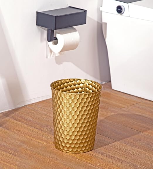 Venalys Small Metal Trash Can Wastebasket, Decorative Honeycomb Garbage Can - Image 7