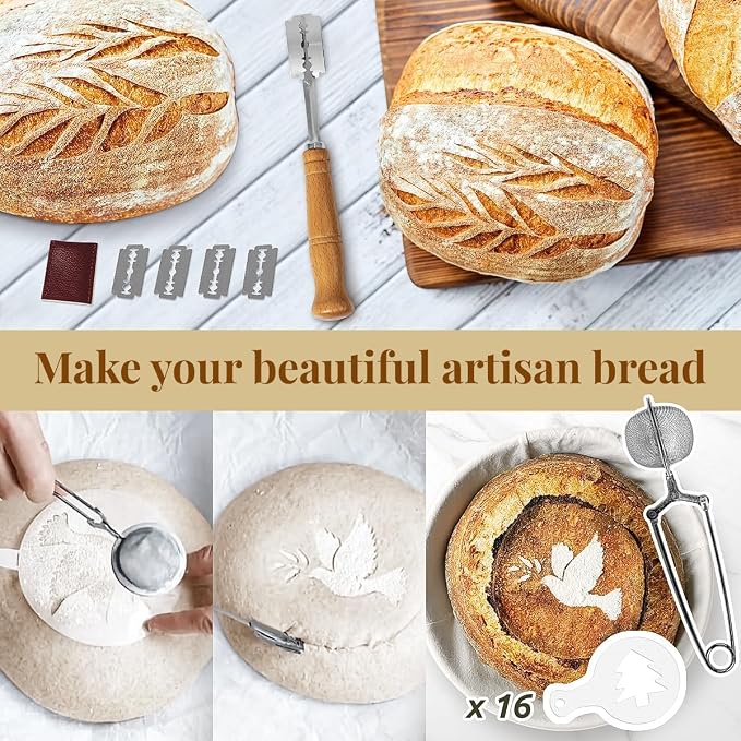 Sourdough Starter Kit, Banneton Bread Proofing Baskets Set, Sourdough Bread - Image 4