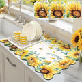 LOKHOM Scalloped Floral Dish Drying Mat, Cuttable Hide Stain Non-slip Drying Mat by LOKHOM