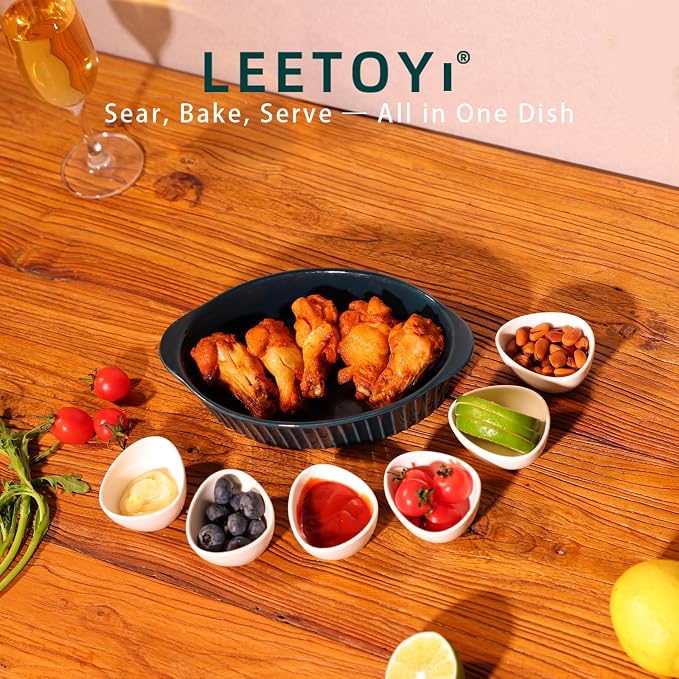 LEETOYI Porcelain Small Oval Au Gratin Pans, Baking Dish Set - Image 2