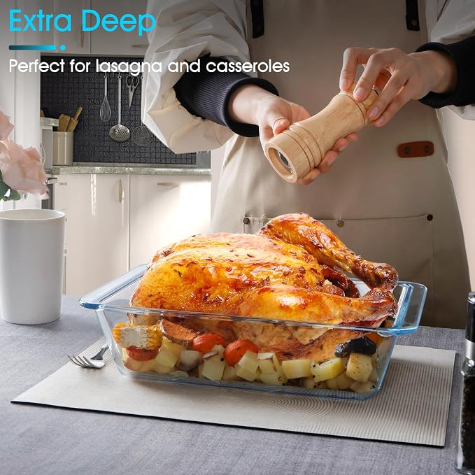 NUTRIUPS 3.7QT Rectangular Deep Glass Baking Dish, Glass Baking Pan - Image 5