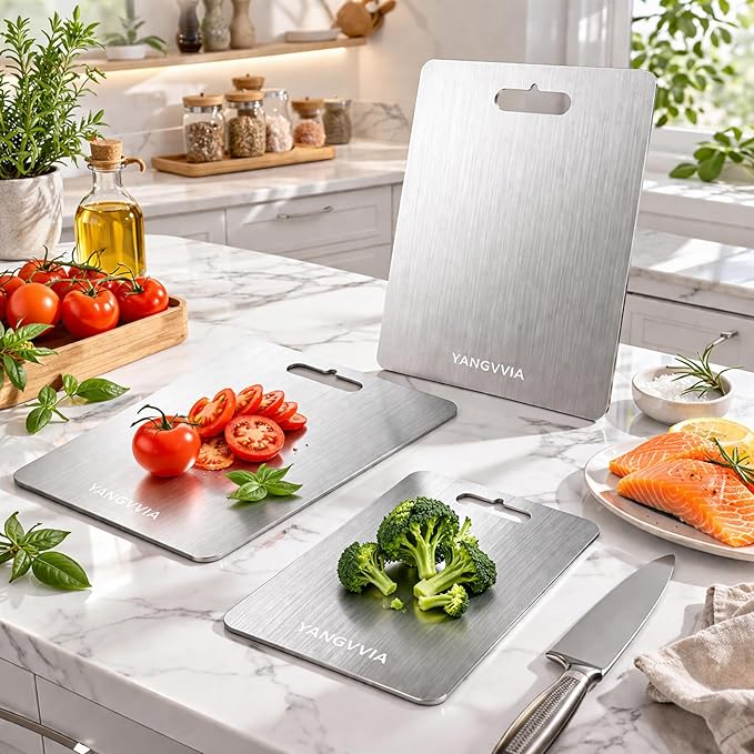 Cutting Board, 316L Food-Grade Stainless Steel Cutting Board Set of 3 | - Image 5