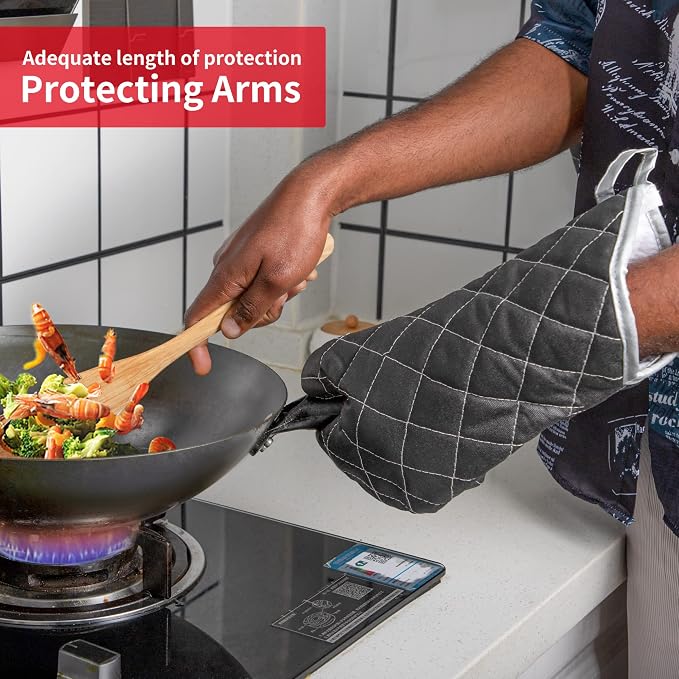 Oven Mitts Flame Retardant Mitts Heat Resistant to 425 °F 15 Inch Kitchen Mitt - Image 5