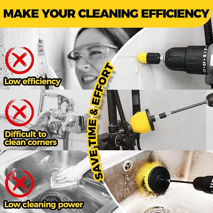 Holikme 6Pack Drill Brush Power Scrubber Cleaning Brush Extended Long - Image 5