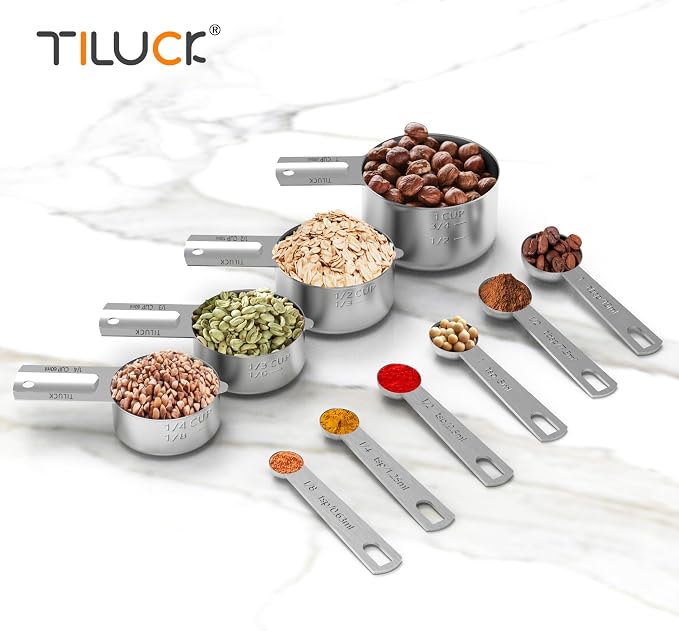 TILUCK Stainless Steel Measuring Cups & Spoons Set, Cups and Spoons, Kitchen - Image 5