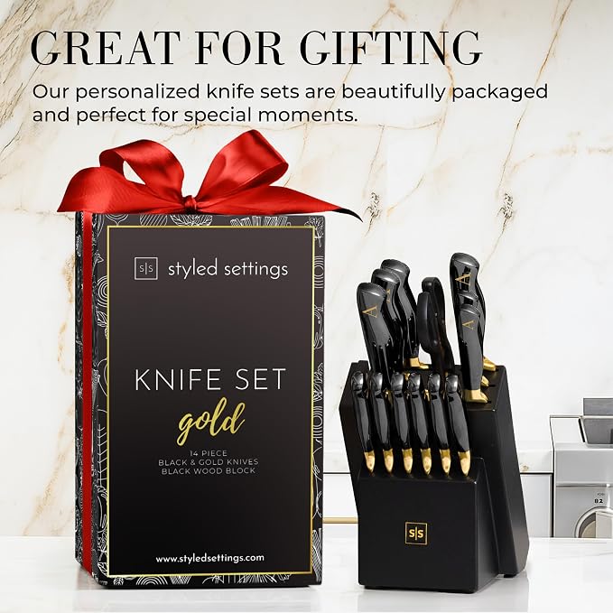 Personalized Black and Gold Knife Set - Image 6