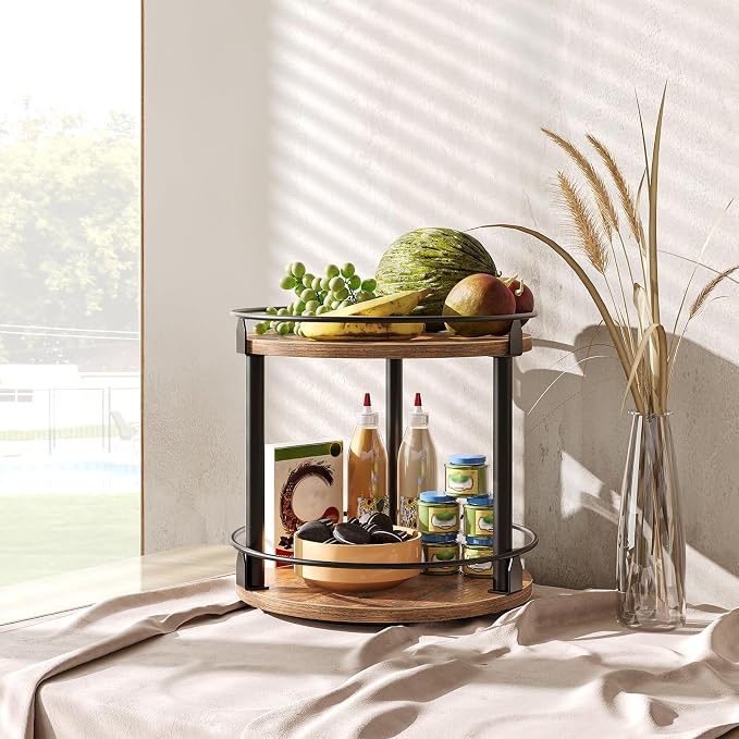YATINEY Lazy Susan Organizer, Rotating Spice Rack, 2 Tier Spice Turntable - Image 8