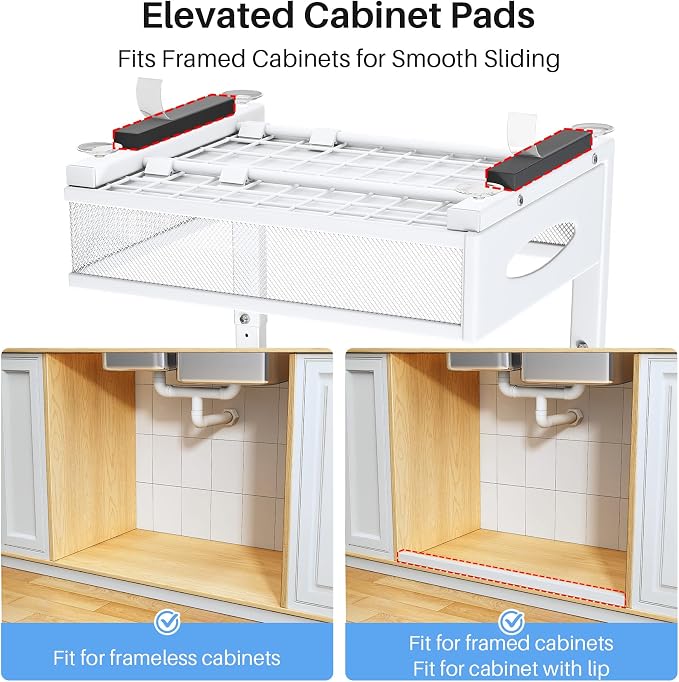 Under Sink Organizer, 2 Tier Pull Out Under Cabinet Organizer Shelf - Image 3