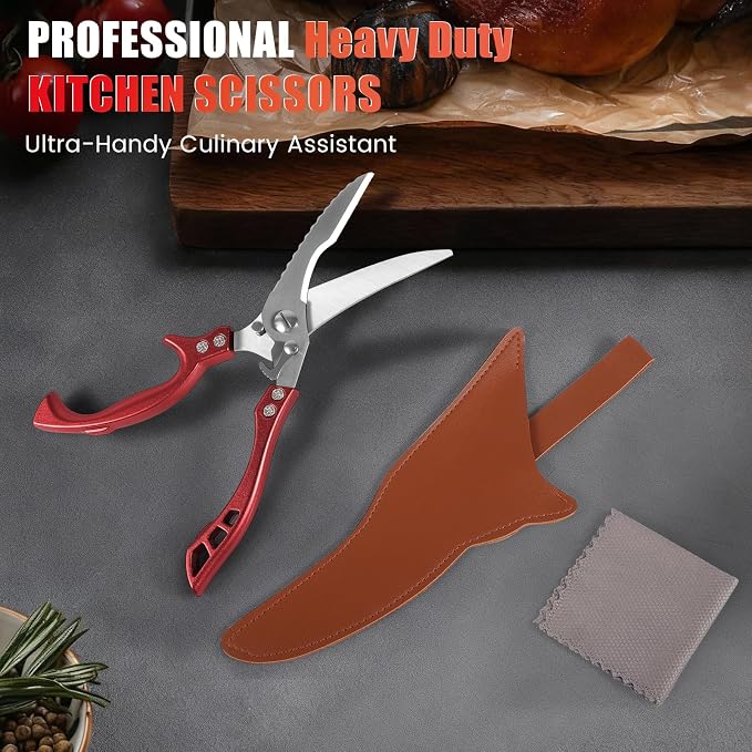 Heavy Duty Kitchen Shears by ANDONG, Kitchen Scissors, Stainless Steel Poultry - Image 6