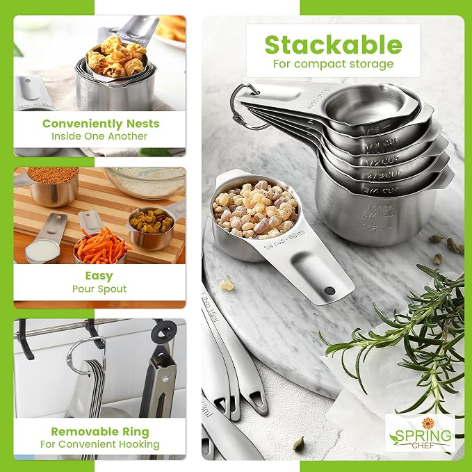 Spring Chef Stainless Steel Measuring Cups Set of 7 - Image 7