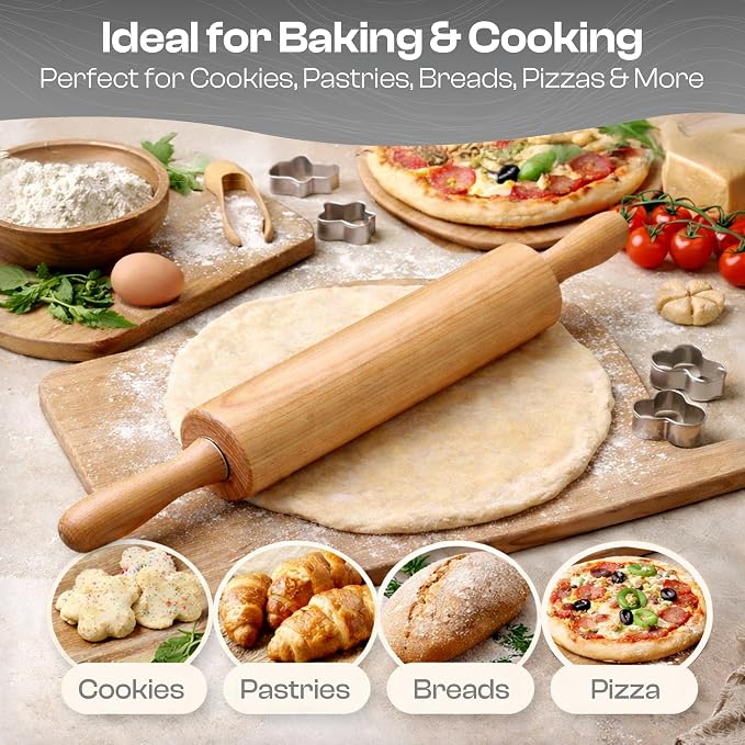 Wooden Rolling Pin 17.6 Inch - Image 4