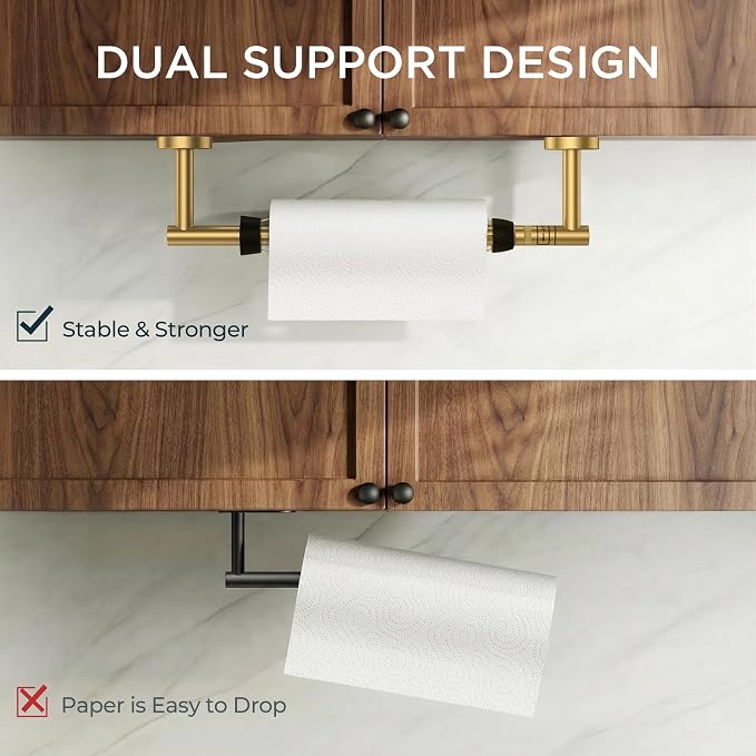 FORIOUS Paper Towel Holder Under Cabinet, SUS304 Wall Mounted Commercial Paper - Image 7