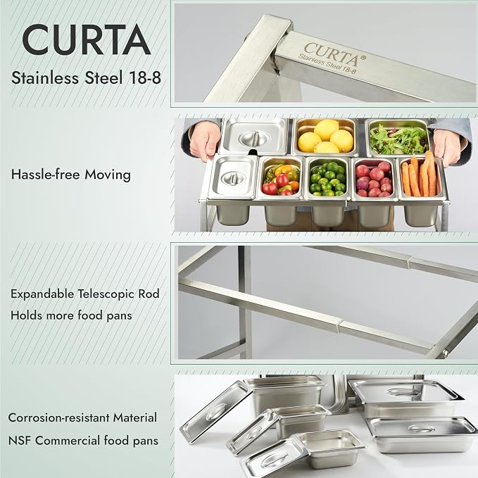 CURTA Expandable 18/8 Stainless Steel Spice Rack Set, NSF Certified, 2-Tier - Image 3