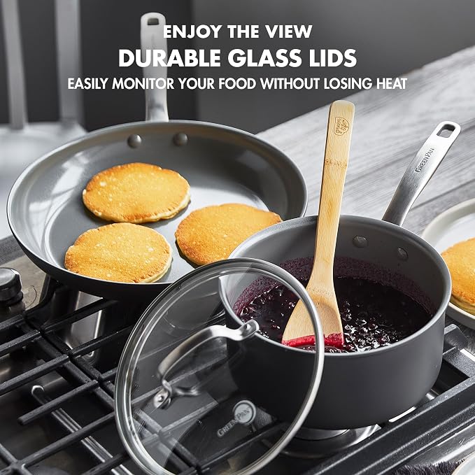 GreenPan Chatham Hard Anodized Healthy Ceramic Nonstick 10 Piece Cookware Pots - Image 8