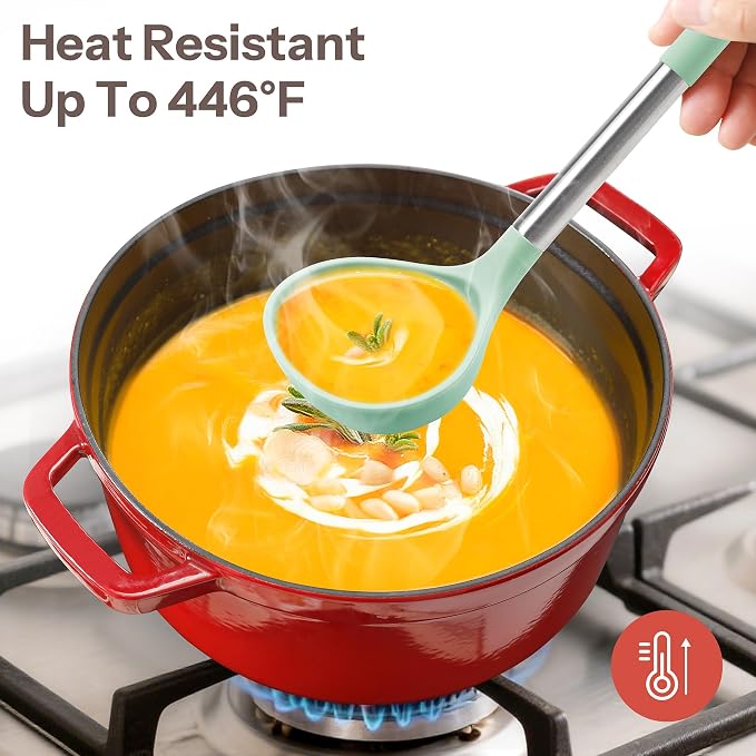 NCUE Silicone Cooking Utensils Set, Food Grade Silicone and Stainless Steel - Image 4