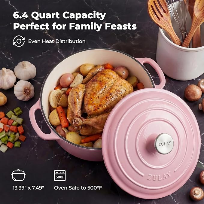 Zulay Kitchen 7.7 Quart Enameled Cast Iron Dutch Oven Pot - Image 6