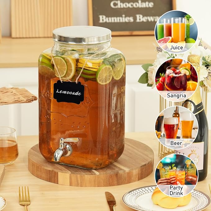 Moretoes 2 Gallon Glass Drinks Dispenser - Image 6