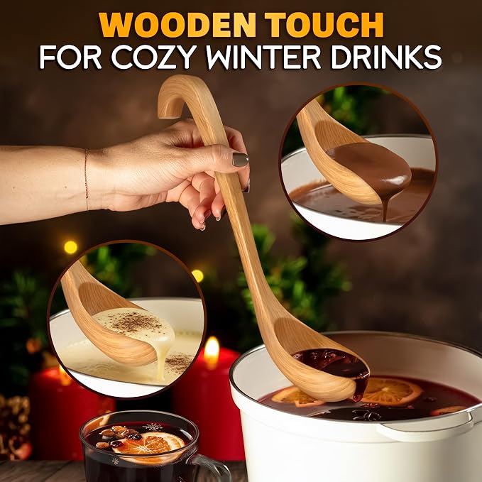 Wooden Ladle for Soup – 10.8×2.8" Deep Wood Ladle - Image 5