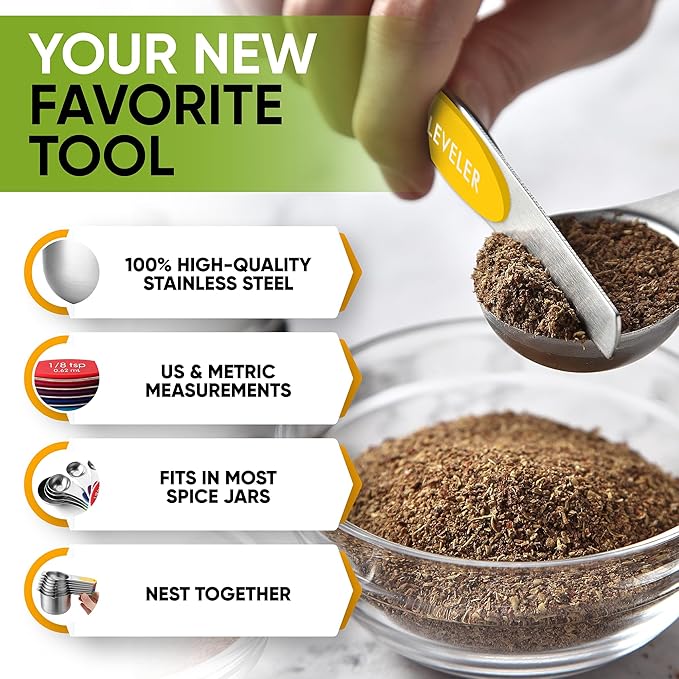 Spring Chef Magnetic Measuring Cups & Spoons Set, Strong N45 Magnets, Heavy - Image 5