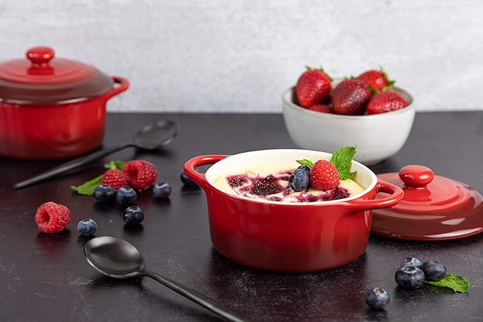 Kook Ceramic Mini Cocotte Set, Small Casserole Dishes - Image 6