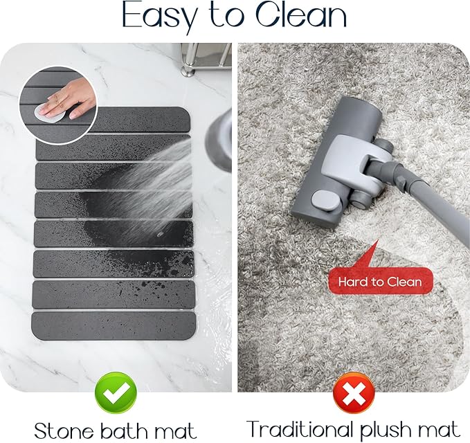 Diatomaceous Earth Stone Bath Mat Non-Slip, Foldable Stone Bath Mats - Image 6